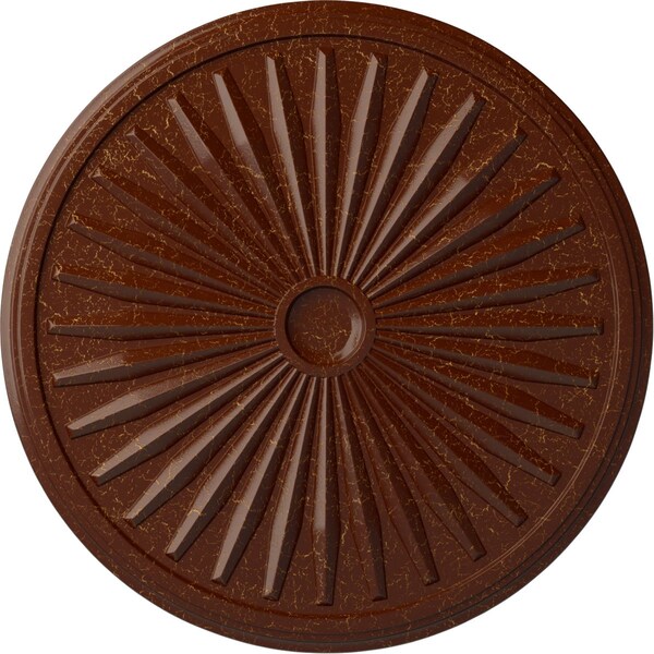 Ekena Millwork Leandros Medallion (Canopies up to 5"), 33 1/8"OD x 3 1/2"ID x 1 3/8"P, Burnished Mahogany Crackle CM33LEBMC - main